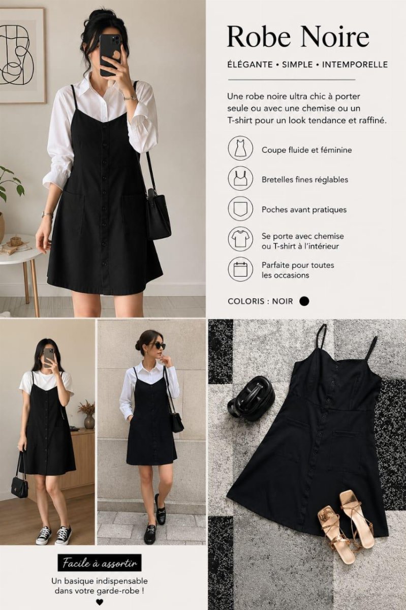 Robe à Bretelles Boutonnée